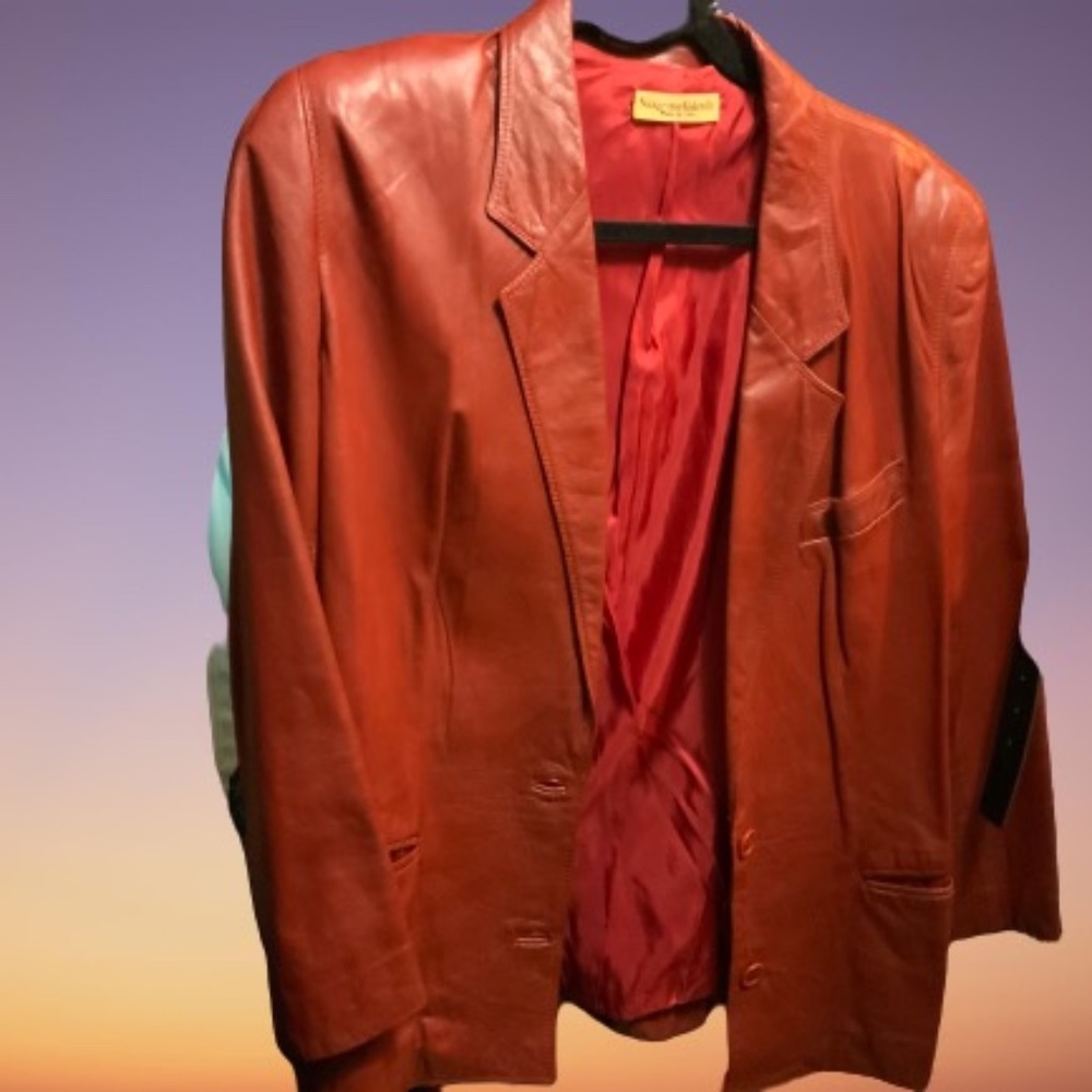 Vintage Italian red leather jacket